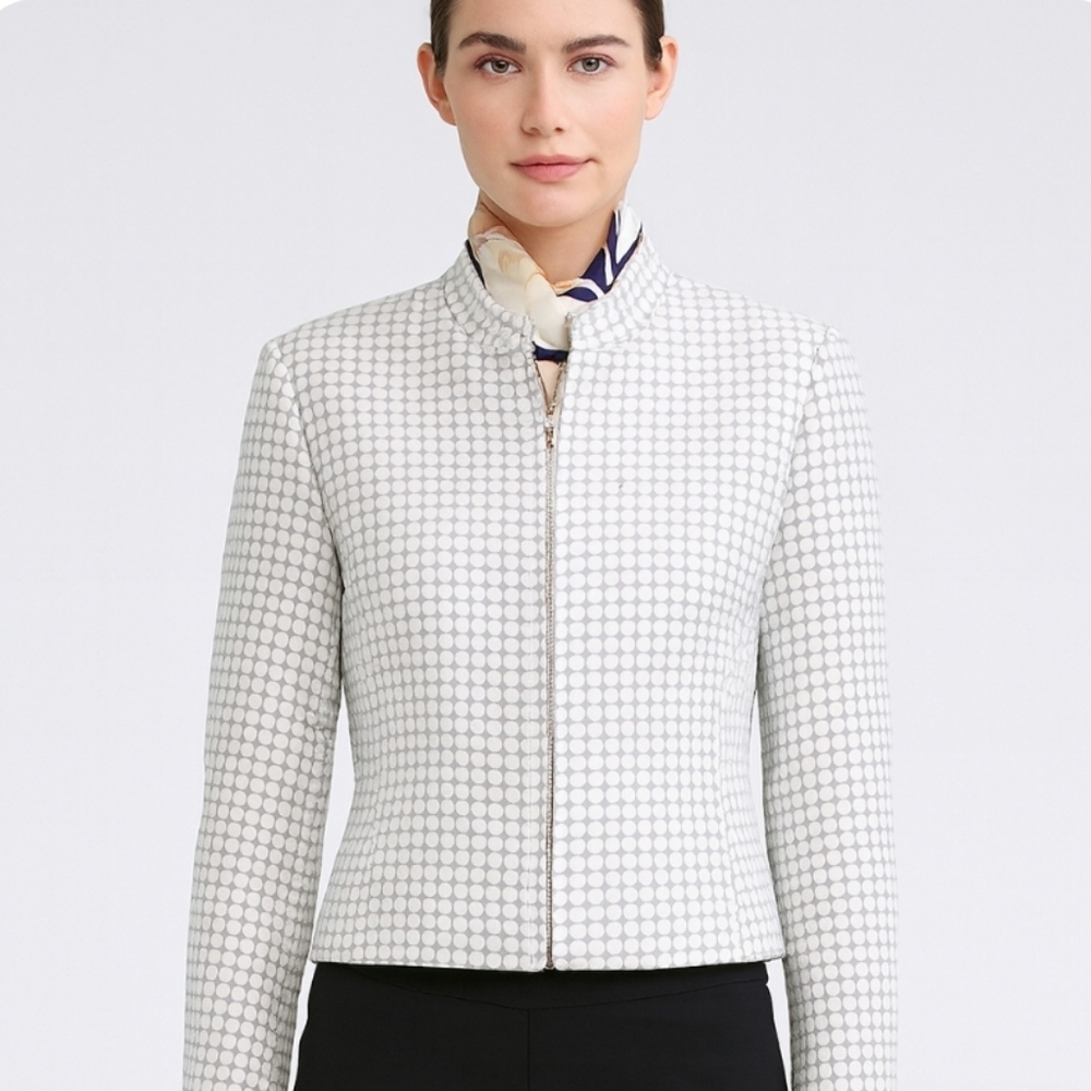 Louben | Quilted White /Gray Cropped Chic Jacket - Picture 11 of 11